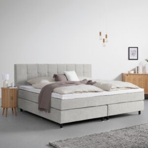 wohnli-moebel-suche-001933005022-1 Boxspringbett Primo Hellgrau ca. 220x200cm Holz, Textil, Holzwerkstoff Premium Living Möbel > Betten > Boxspringbetten Grau