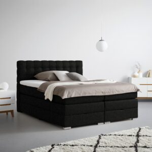 wohnli-moebel-suche-001933006207-1 Boxspringbett London Schwarz ca. 180x200cm Holz, Textil, Holzwerkstoff Premium Living Möbel > Betten > Doppelbetten Schwarz