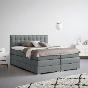Boxspringbett London Dunkelgrau ca. 160x200cm Holz, Textil, Holzwerkstoff Premium Living Möbel > Betten > Boxspringbetten Grau