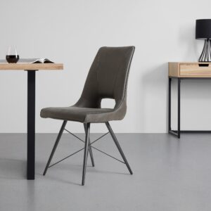 Stuhl in Grau Holz, Metall, Textil Based Möbel > Stühle > Esszimmerstühle > Holzstühle Grau