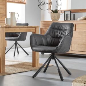 Armlehnstuhl Rebell in Grau Metall, Textil Mömax Wohnzimmermöbel Grau