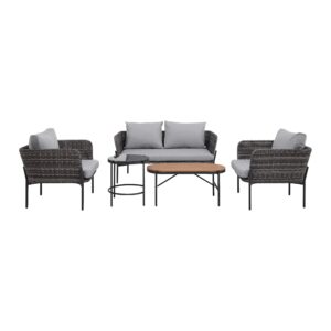 wohnli-moebel-suche-002004002403-1 Loungegarnitur Zophia Grau Outdoorstoff/Metall/Glas Metall, Kunststoff, Glas, Textil Bessagi Garden Garten & Outdoor > Loungemöbel > Loungegarnituren Grau