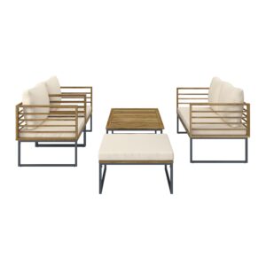 wohnli-moebel-suche-002014019401-1 Loungegarnitur Silas Creme Holz/Outdoorstoff/Metall Holz, Metall, Textil Bessagi Garden Garten & Outdoor > Loungemöbel > Loungegarnituren Weiß