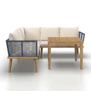 wohnli-moebel-suche-002014020901-1 Dining-Loungeset Julina Creme Outdoorstoff/Metall Holz, Metall, Textil Bessagi Garden Garten & Outdoor > Gartenmöbel > Gartenmöbel-Sets Braun