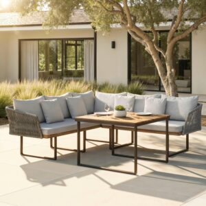 wohnli-moebel-suche-002014021101 Wohnli Möbelsuche - Dining-Loungeset Viola Grau Outdoorstoff/Metall/Holz