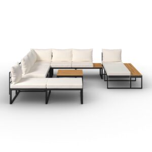 wohnli-moebel-suche-002014024201-1 Loungegarnitur Adriano Creme Akazie/Metall/Outdoorstoff Holz, Metall, Textil Bessagi Garden Garten & Outdoor > Loungemöbel > Loungegarnituren Weiß