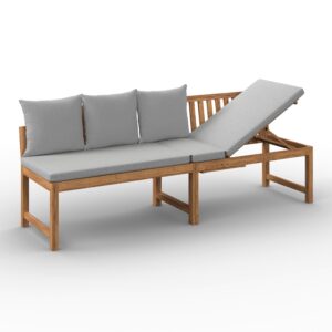 Gartenbank Junoa Grau Akazie/Outdoorstoff Holz, Textil Bessagi Garden Garten & Outdoor > Gartenmöbel > Gartenbänke Grau
