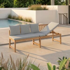 Wohnli Möbelsuche - Gartenbank Junoa Grau Akazie/Outdoorstoff