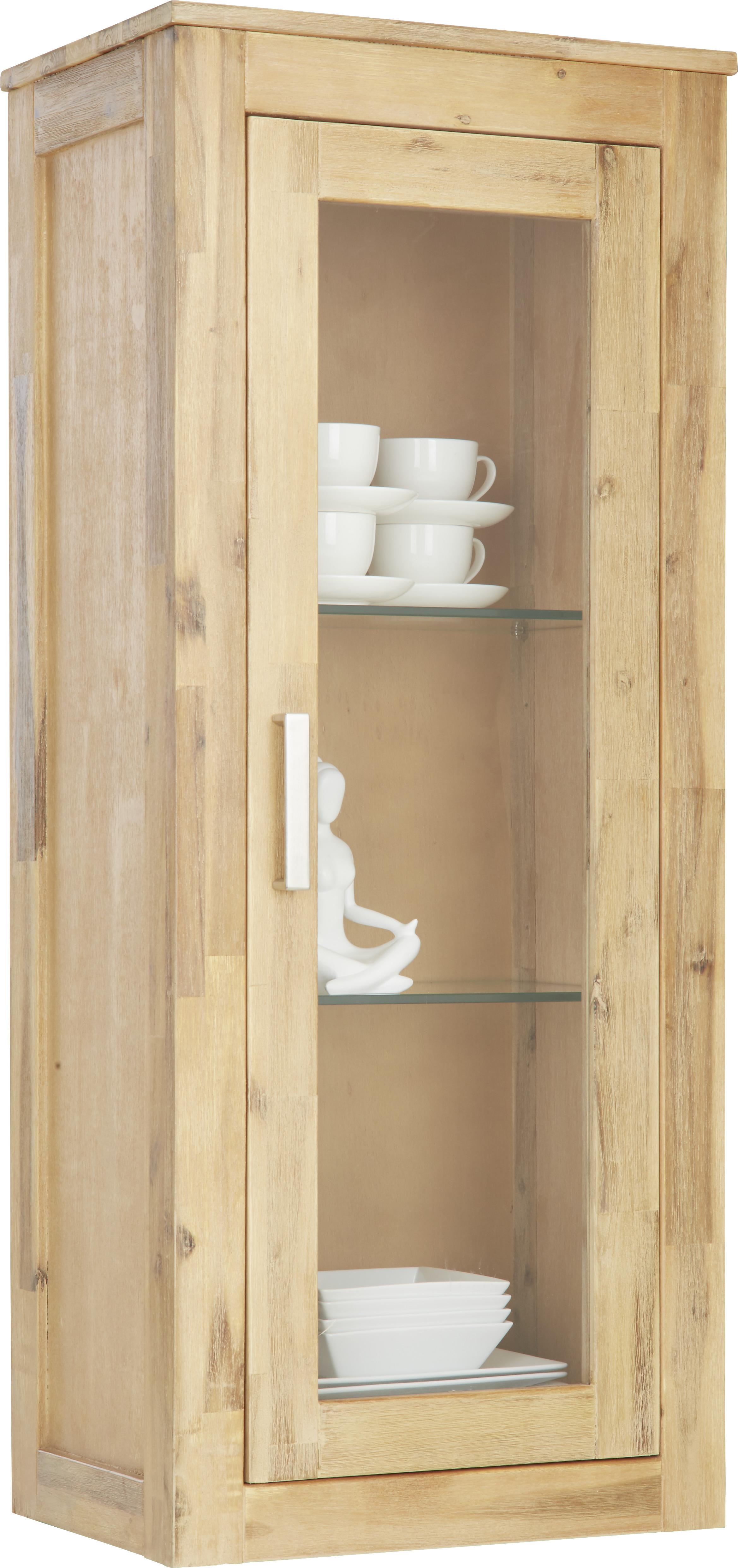 Hängeelement aus Akazie teilmassiv Holz, Glas Zandiara Möbel > Kommoden & Schubladenschränke > Hängeelemente Braun