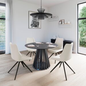 wohnli-moebel-suche-002026003501-1 Stuhl Milana Hellgrau Webstoff Drehbar Gepolstert Holz, Metall, Textil Bessagi Home Möbel > Stühle > Esszimmerstühle > Holzstühle Grau