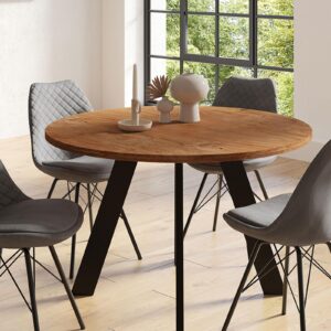 Esstisch Tara Akazie Echtholz rund D: ca. 120 cm Holz, Metall MID.YOU Möbel > Tische > Esstische > Esstische Holz Schwarz