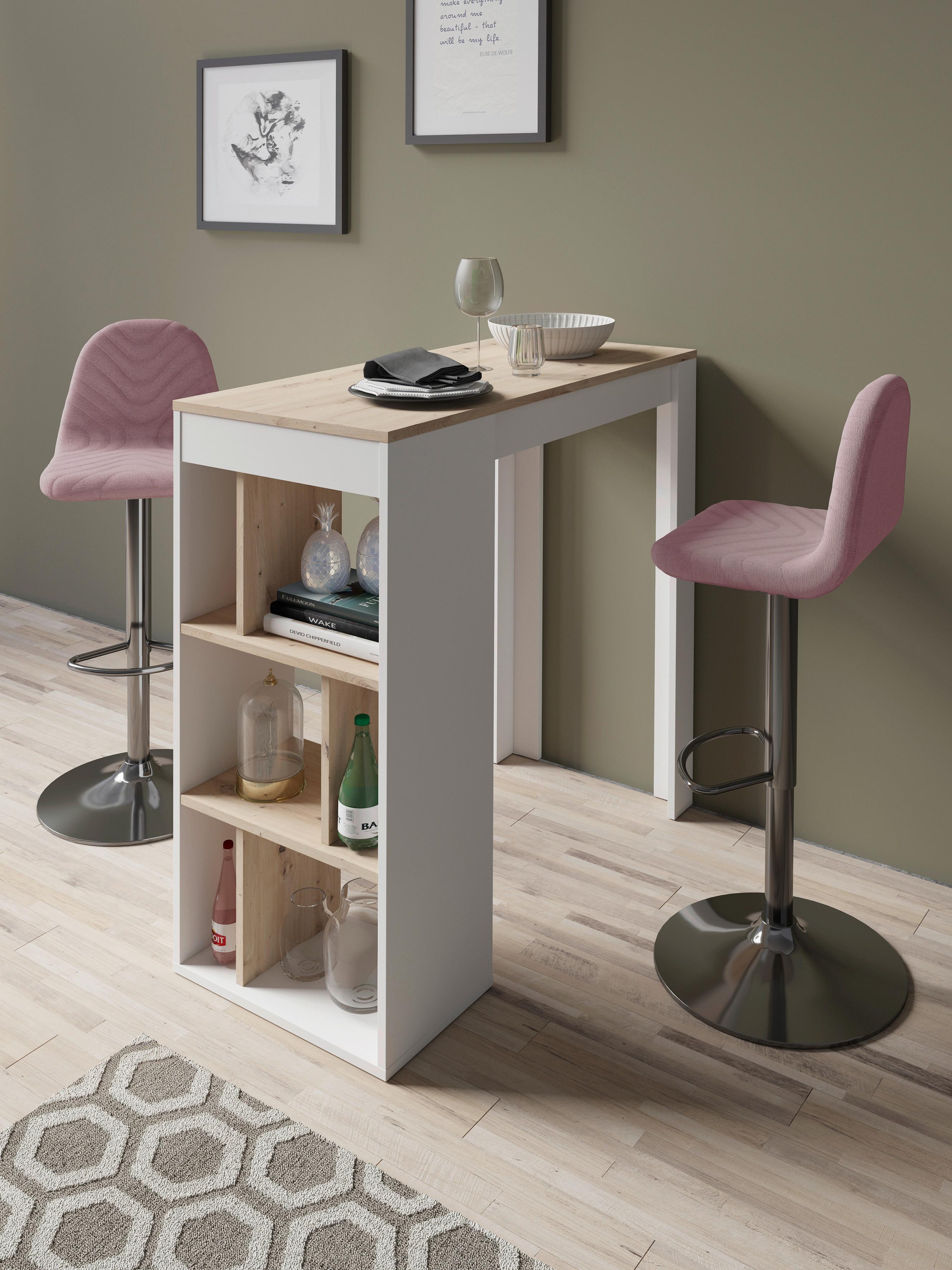 Bartisch Moby Weiß/Eiche ca. 110x50x104 cm Holzwerkstoff MID.YOU Möbel > Tische > Bartische Weiß