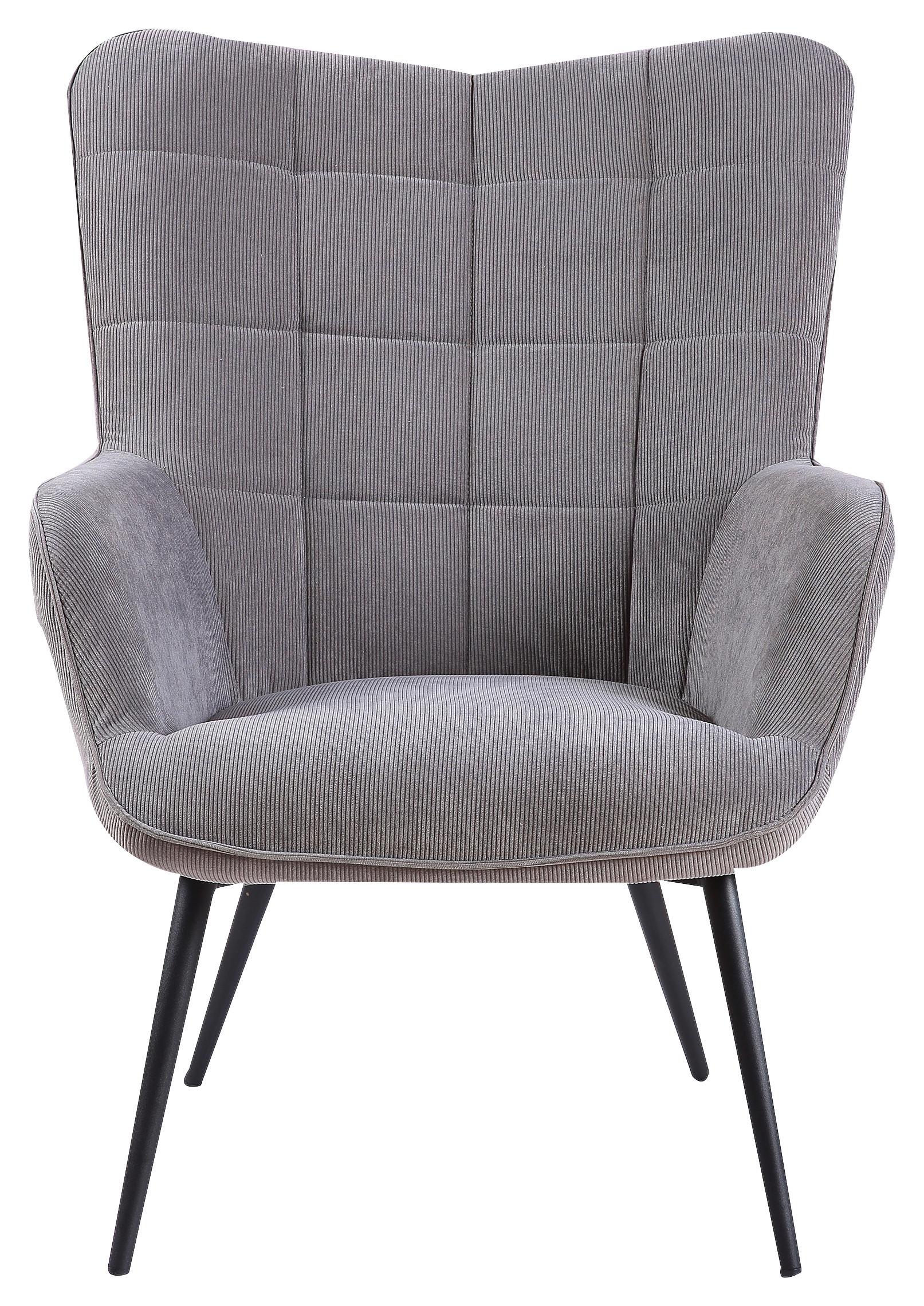 Sessel Uta Grau Cord Textil, Holzwerkstoff MID.YOU Möbel > Sessel > Polstersessel Grau