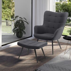 Sessel Uta Dunkelgrau Webstoff Textil, Holzwerkstoff MID.YOU Möbel > Sessel > Polstersessel Grau