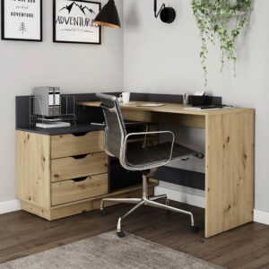 wohnli-moebel-suche-002047011203-1 Eckschreibtisch Belfast Anthrazit/Eiche Artisan Holzwerkstoff MID.YOU Möbel > Tische > Schreibtische > Eckschreibtische Anthrazit