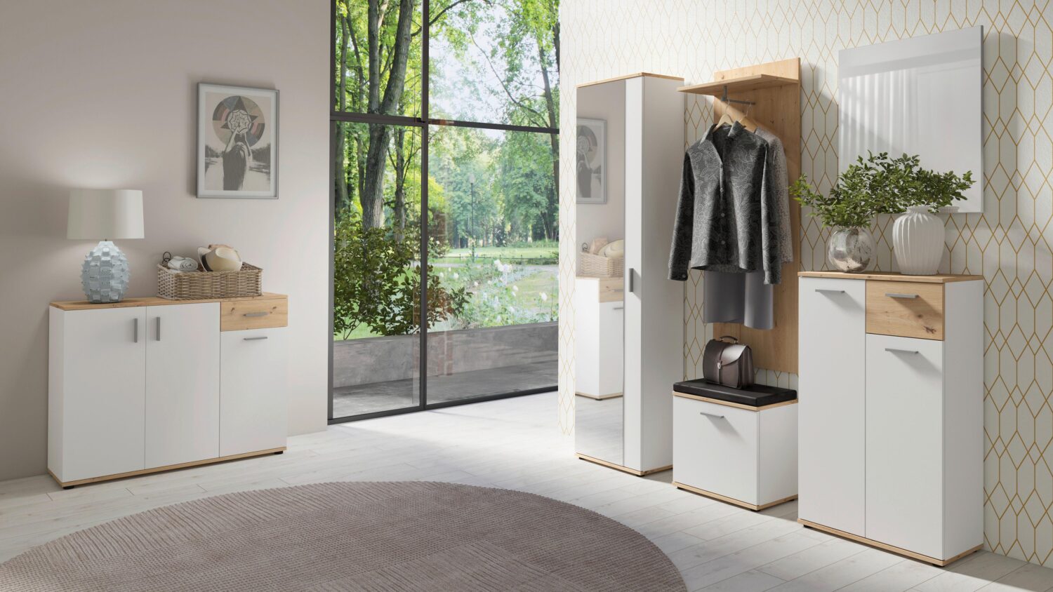 Wandspiegel Jakob ca.60x70x2cm Weiß Holzwerkstoff MID.YOU Spiegel > Wandspiegel Weiß