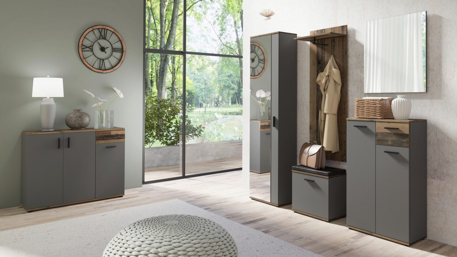 Wandspiegel Jakob ca.60x07x2cm Anthrazit Holzwerkstoff MID.YOU Spiegel > Wandspiegel Anthrazit