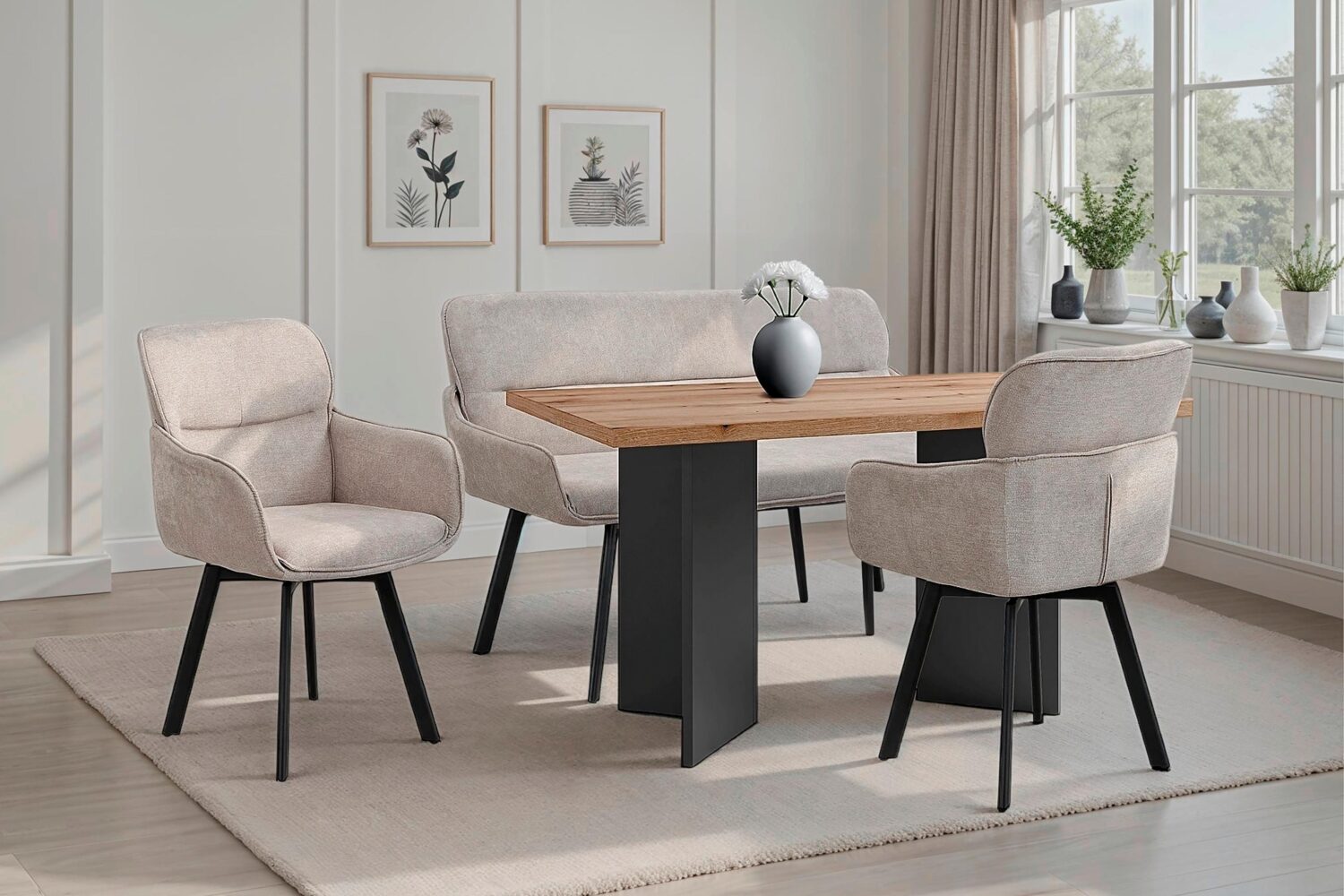 SITZBANK RICO Metall, Textil MID.YOU Möbel > Bänke > Sitzbänke Taupe