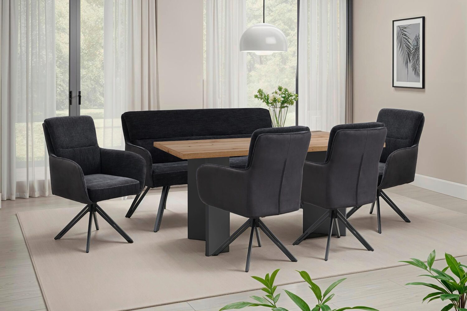 SITZBANK TINO Metall, Textil MID.YOU Möbel > Bänke > Sitzbänke Schwarz