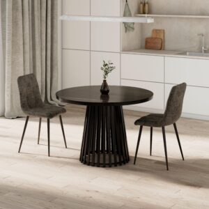 wohnli-moebel-suche-002056003501-1 Esstisch rund Pela Schwarz MDF Ø/H ca. 110/75 cm Metall, Stein, Holzwerkstoff Bessagi Home Möbel > Tische > Esstische > Esstische rund Schwarz