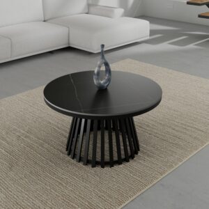 Couchtisch Pela Schwarz MDF Metall, Stein, Holzwerkstoff Bessagi Home Wohnzimmermöbel Schwarz