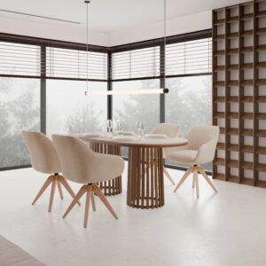 wohnli-moebel-suche-002056003701-1 Esstisch Maddy Naturfarben Kunststein ca. 180x90x76 cm Metall, Stein, Holzwerkstoff Bessagi Home Möbel > Tische > Esstische Braun