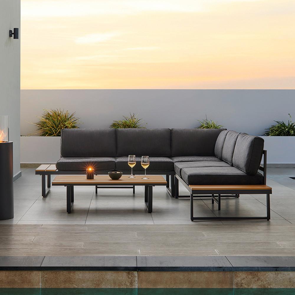 wohnli-moebel-suche-002069002301 Wohnli Möbelsuche - Loungegarnitur-Set Arianna Schwarz Metall/Outdoorstoff