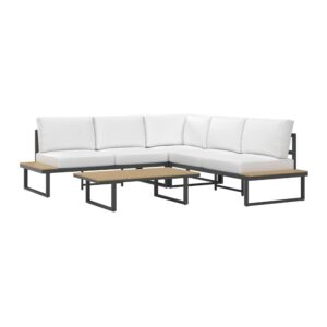 LoungegarniturSet Arianna Weiß Metall/Outdoorstoff Metall, Kunststoff, Textil Bessagi Garden Garten & Outdoor > Loungemöbel > Loungegarnituren Weiß