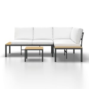 LoungegarniturSet Arianna Weiß Outdoorstoff/Metall +Abdeckung Metall, Kunststoff, Textil Bessagi Garden Garten & Outdoor > Loungemöbel > Loungegarnituren Weiß