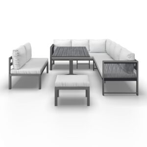 DiningLoungeset Pergolina Weiß Metall/Outdoorstoff +Abdeckung Metall, Kunststoff, Textil Bessagi Garden Garten & Outdoor > Loungemöbel > Loungegarnituren Weiß