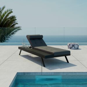 wohnli-moebel-suche-002069003304 Wohnli Möbelsuche - Gartenliege Avolina Dunkelgrau Outdoorstoff/Metall +Abdeckung