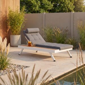 wohnli-moebel-suche-002069003306 Wohnli Möbelsuche - Gartenliege Avolina Dunkelgrau Outdoorstoff/Metall