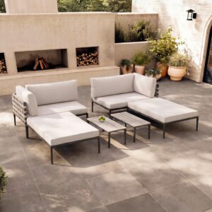 wohnli-moebel-suche-002069004201 Wohnli Möbelsuche - Loungegarnitur Enja Hellgrau Metall/Outdoorstoff