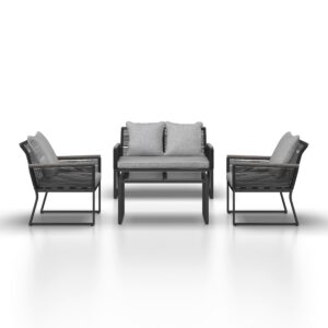 wohnli-moebel-suche-002069005102-1 Loungegarnitur Paulina Hellgr. Metall/Outdoorstoff +Abdeckung Metall, Kunststoff, Glas, Textil Bessagi Garden Garten & Outdoor > Loungemöbel > Loungegarnituren Grau