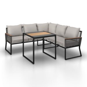 wohnli-moebel-suche-002069005301-1 Dining-Loungeset Sonora Grau Outdoorstoff/Metall Metall, Kunststoff, Glas, Textil Bessagi Garden Garten & Outdoor > Gartenmöbel > Gartenmöbel-Sets Grau