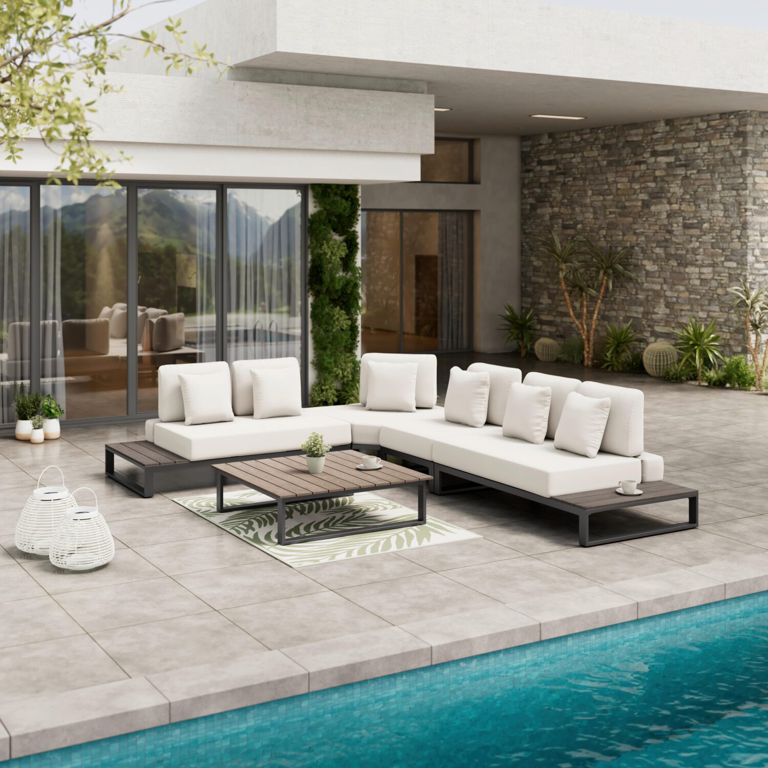 wohnli-moebel-suche-002069006301 Wohnli Möbelsuche - Loungegarnitur Silvano Weiß Metall/Outdoorstoff +Abdeckung