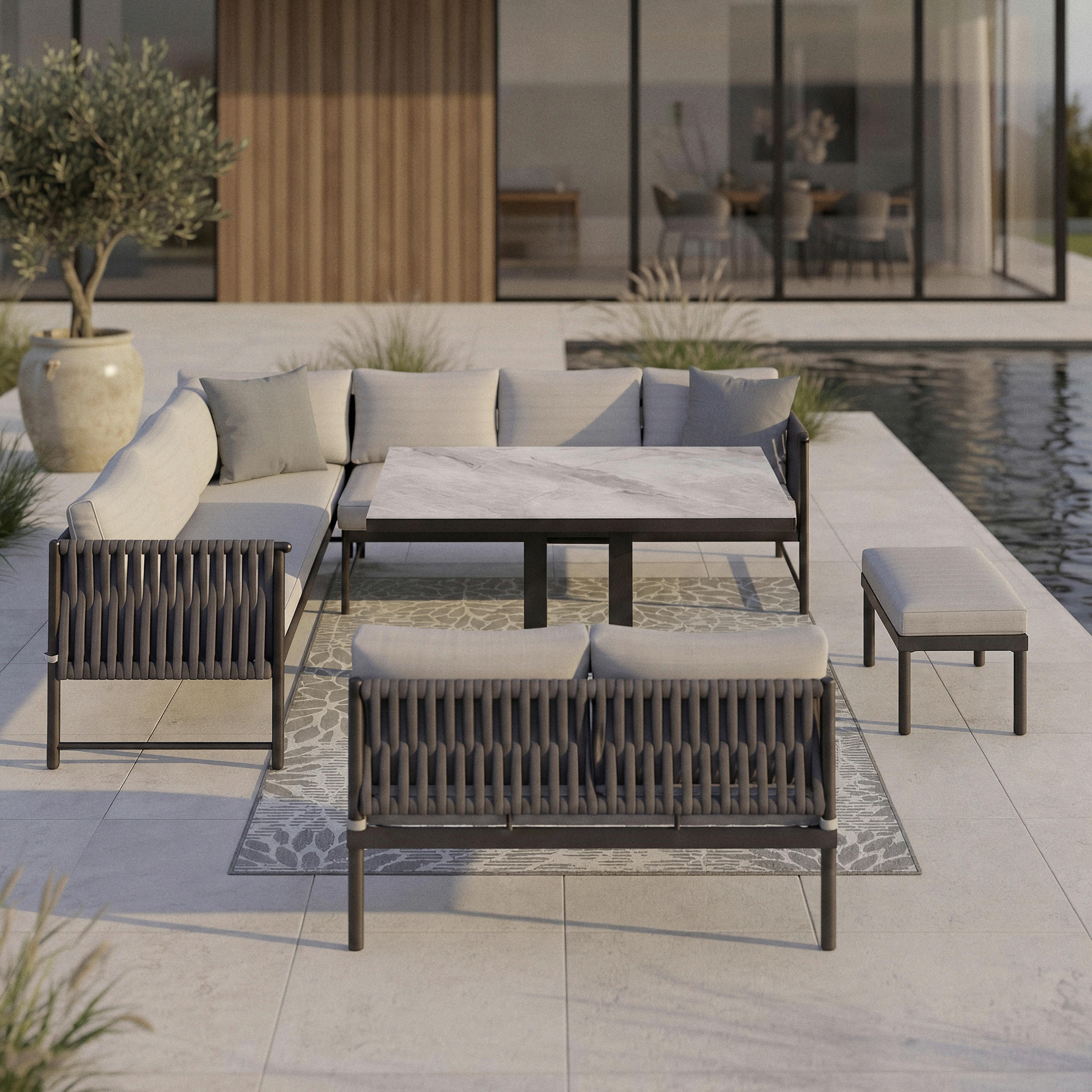 wohnli-moebel-suche-002069007501 Wohnli Möbelsuche - Dining-Loungeset Polly Hellgrau Outdoorstoff/Metall
