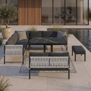 wohnli-moebel-suche-002069007502 Wohnli Möbelsuche - Dining-Loungeset Polly Schwarz Outdoorstoff/Metall
