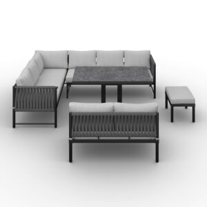 wohnli-moebel-suche-002069007503-1 Dining-Loungeset Polly Hellgrau Outdoorstoff/Metall Metall, Kunststoff, Textil Bessagi Garden Garten & Outdoor > Gartenmöbel > Gartenmöbel-Sets Grau