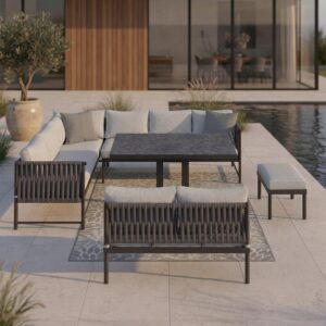 wohnli-moebel-suche-002069007503 Wohnli Möbelsuche - Dining-Loungeset Polly Hellgrau Outdoorstoff/Metall