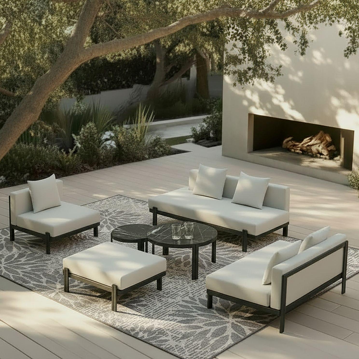 wohnli-moebel-suche-002069007601 Wohnli Möbelsuche - Loungegarnitur Cherry Hellgrau Outdoorstoff/Metall