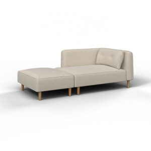 Sofa Fanny Beige Webstoff mit Hocker Holz, Textil Bessagi Home Möbel > Sofas & Couches > Sofas > Modulare Sofas Grau