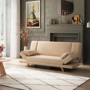 Schlafsofa Funky Webstoff Beige Textil Bessagi Home Wohnzimmermöbel Beige