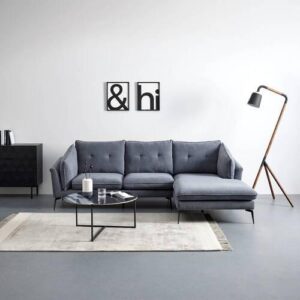 Wohnlandschaft Sandro Grau Samt Textil Bessagi Home Möbel > Sofas & Couches > Wohnlandschaften > Ecksofas Grau