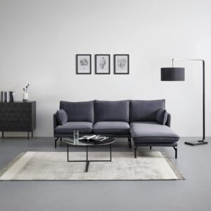 Wohnlandschaft Rosa Grau Samt Textil Bessagi Home Möbel > Sofas & Couches > Wohnlandschaften > Ecksofas Grau