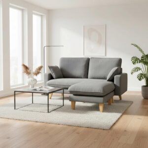 wohnli-moebel-suche-002097004101-1 Ecksofa Illa Grau Leinenoptik Holz, Textil Bessagi Home Möbel > Sofas & Couches > Wohnlandschaften > Ecksofas Grau