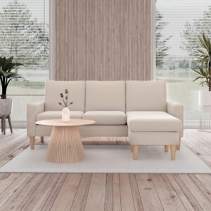 Wohnlandschaft Noemie Beige Webstoff Textil Bessagi Home Möbel > Sofas & Couches > Wohnlandschaften > Ecksofas > XXL Ecksofas Beige