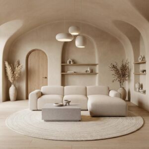 Wohnlandschaft Marlo Chenille Braun Holz, Textil Bessagi Home Möbel > Sofas & Couches > Wohnlandschaften > Ecksofas > XXL Ecksofas Braun