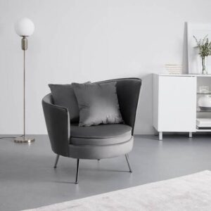 Sessel Cherie Dunkelgrau Samt Metall, Textil Bessagi Home Möbel > Sessel > Relaxsessel Grau
