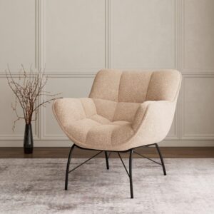 Relaxsessel Robin Beige Webstoff Metall, Textil Bessagi Home Wohnzimmermöbel Beige